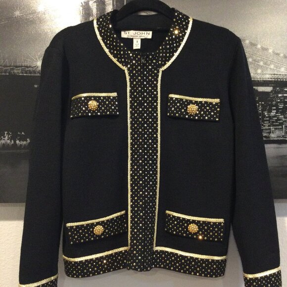 St. John by Marie Gray zipper jacket with gold detail - Picture 2 of 10